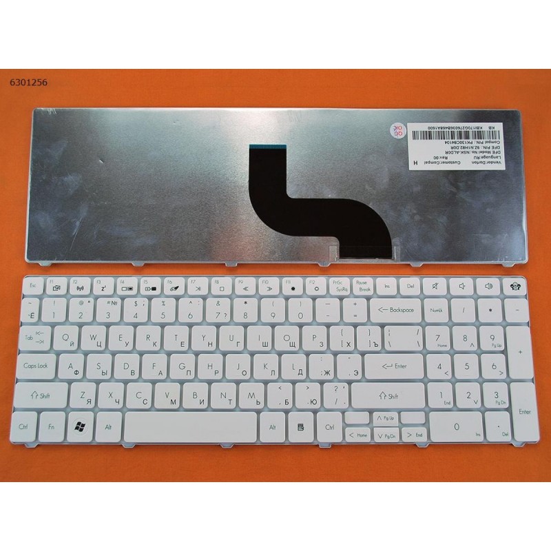Πληκτρολόγιο Packard Bell TM81 TM86 TM87 TM89 TM94 TX86 Gateway NV50, άσπροa, US/UK