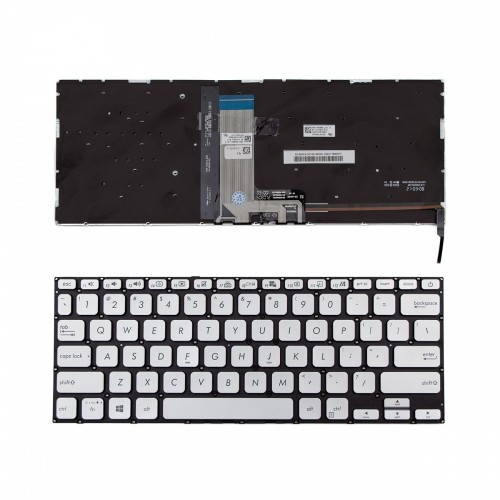 Πληκτρολόγιο ASUS Vivobook X415 X415J X415JA V4200J V4200E M4200U Y4200D Y4200F X412U X412F A409J A409M with Backlit Silver Without Frame US (Small Enter) - HQ21013671000