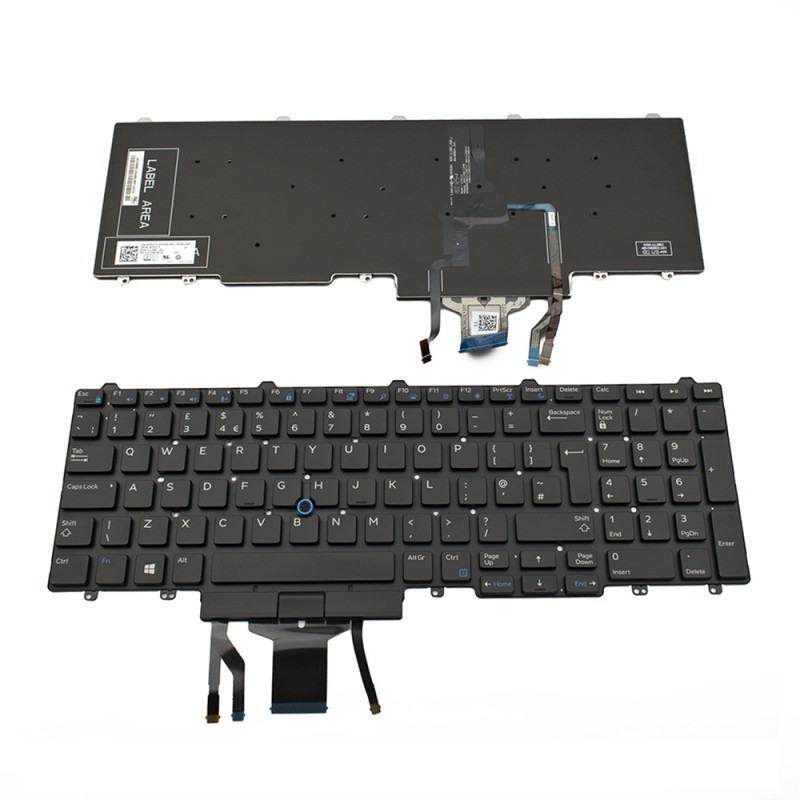Πληκτρολόγιο Dell Latitude E5550 E5570 5580 5590 5591 Precision 3510 3520 3530 7510 7520 7710 7720 Black Without Frame, Backlit With Pointing Stick UK(Big Enter) - FP37Y PK1313M1B12
