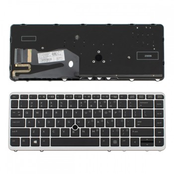Πληκτρολόγιο HP EliteBook 740 G1 750 G1 840 G1 850 G1 745 G2 755 G2 840 G2 850 G2 Gray Frame Black US Backlit  - 762758-001 9Z.N9JBV.301 6037B0098801