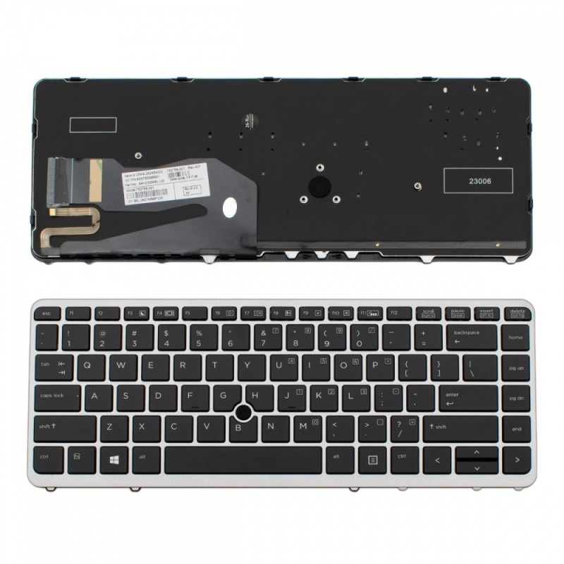 Πληκτρολόγιο HP EliteBook 740 G1 750 G1 840 G1 850 G1 745 G2 755 G2 840 G2 850 G2 Gray Frame Black US Backlit  - 762758-001 9Z.N9JBV.301 6037B0098801