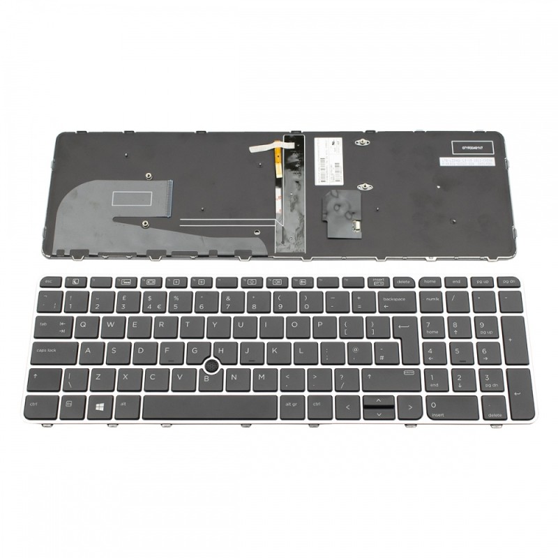 Πληκτρολόγιο HP Elitebook 755 G3 755 G4 850 G3 850 G4 Backlit, With Pointing Stick, Silvar Frame Black UK - 819899-031 6037B0113803