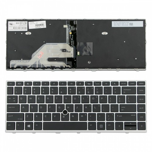 Πληκτρολόγιο HP Probook 430 G5 440 G5 445 G5 Silver Frame Black Backlit US - L21585-001 M74866-001 6037B0142901 L00738-001