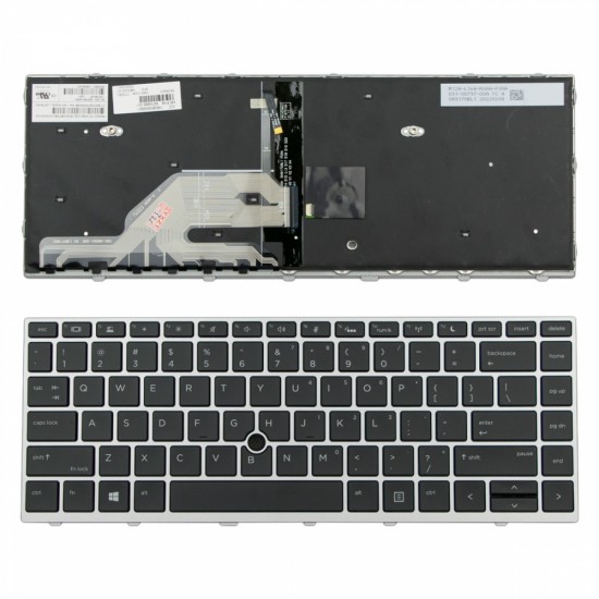 Πληκτρολόγιο HP Probook 430 G5 440 G5 445 G5 Silver Frame Black Backlit US - L21585-001 M74866-001 6037B0142901 L00738-001