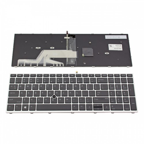 Πληκτρολόγιο HP Probook 450 G5 455 G5 470 G5 650 G4 650 G5 Silver Frame Black With Backit, Poiting Stick US - L00741-001 L09595-001 6037B0134101