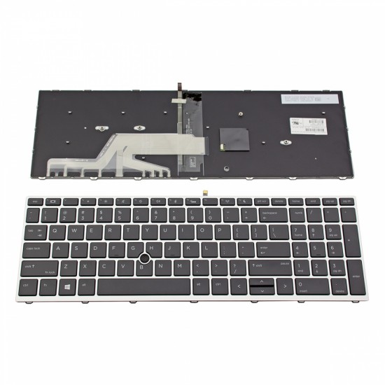 Πληκτρολόγιο HP Probook 450 G5 455 G5 470 G5 650 G4 650 G5 Silver Frame Black With Backit, Poiting Stick US - L00741-001 L09595-001 6037B0134101