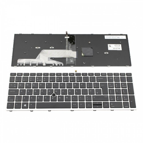 Πληκτρολόγιο HP Probook 450 G5 455 G5 470 G5 650 G4 650 G5 Silver Frame Black With Backit, Poiting Stick UK - L09595-041 L00741-041