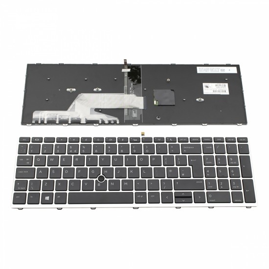 Πληκτρολόγιο HP Probook 450 G5 455 G5 470 G5 650 G4 650 G5 Silver Frame Black With Backit, Poiting Stick UK - L09595-041 L00741-041