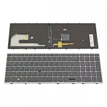Πληκτρολόγιο HP EliteBook 755 G5 850 G5 ZBook 15u G5 Gray Frame Black, Backlit With poiting stick US - L38064-001 L38064-AB1 L32575-AB1 6037B0150213