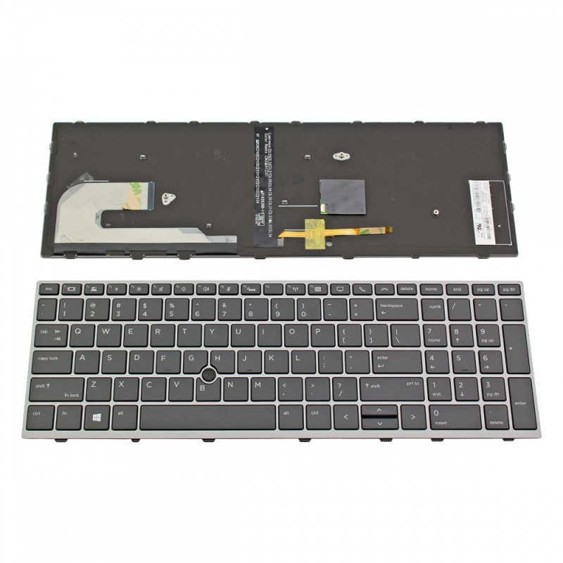 Πληκτρολόγιο HP EliteBook 755 G5 850 G5 ZBook 15u G5 Gray Frame Black, Backlit With poiting stick US - L38064-001 L38064-AB1 L32575-AB1 6037B0150213