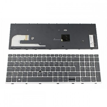 Πληκτρολόγιο HP EliteBook 755 G5 850 G5 ZBook 15u G5 Silver Frame Black With poiting stick UI - 6037B0136016 L12000-BG1