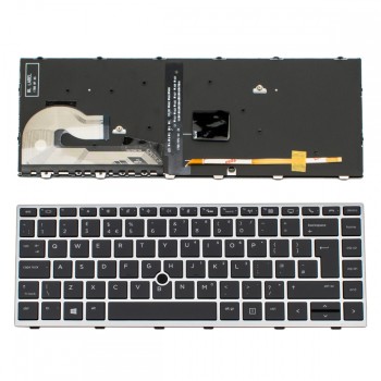 Πληκτρολόγιο HP EliteBook 745 G5 745 G6 840 G5 840 G6 Silver Frame Black with Pointing Stick, Backlit UK  - L11307-031 6037B0138603