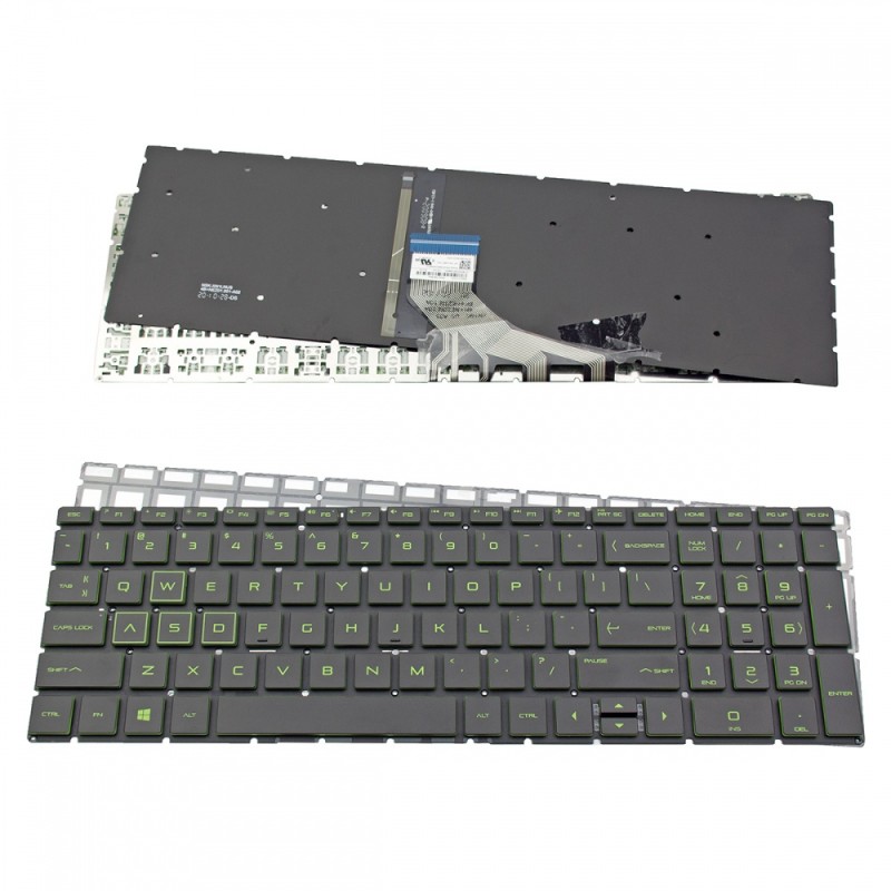 Πληκτρολόγιο HP 250 G7 255 G7 Pavilion 15-DA 15-DB 15-DK 15-CS Pavilion Gaming 15-EC 15z-EC Black Without Frame with Backlit Board (Green) US (Small Enter) - L46811-001 490.0GC07.AP01