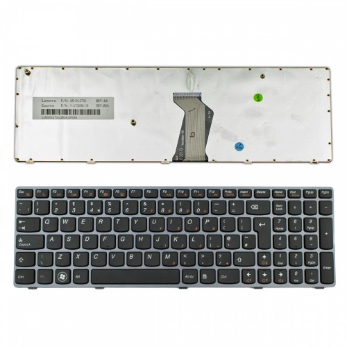 Πληκτρολόγιο Lenovo Ideapad Z570 V570 B570 B570A B570G B575 B580 B590 V570C GRAY FRAME BLACK UK - 25012375 25012720