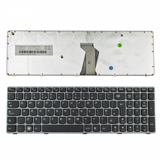 Πληκτρολόγιο Lenovo Ideapad Z570 V570 B570 B570A B570G B575 B580 B590 V570C GRAY FRAME BLACK UK - 25012375 25012720