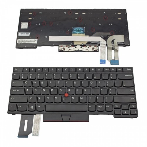 Πληκτρολόγιο Lenovo ThinkPad T14 P14s 1st Gen E480 L480 L380 Yoga T480s Black Frame Black With Pointing Stick US (TYPE 2) - 01YP320 01YP240 PK131661A00 PK131BR1A01