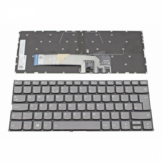 Πληκτρολόγιο Lenovo Yoga 530-14IKB 530-14ARR 730-13IKB 730-13IWL 730-15IKB 730-15IWL C740-14IML ThinkBook 13s-IML 13s-IWL 14s-IML 14s-IWL Gray Without Frame With Backlit UK (--Big Enter) - SN20Q40663 PK131723A11