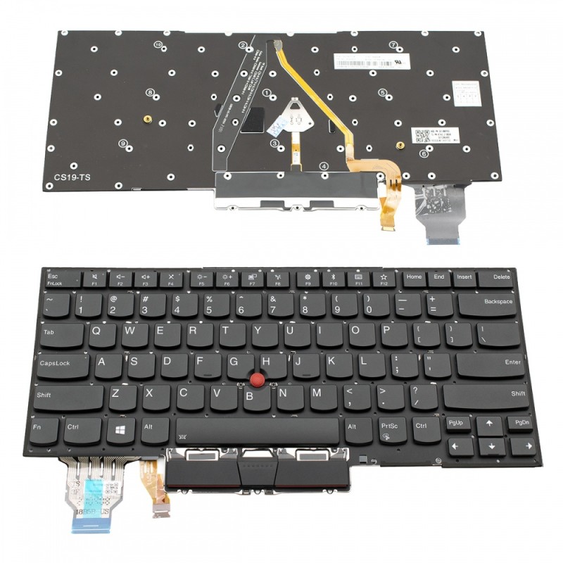 Πληκτρολόγιο Lenovo Thinkpad X1 CARBON 7st gen. X1 CARBON 8st gen. Black Without Frame US (SMALL ENTER) Backlit With Pointing Stick - SN20W73725