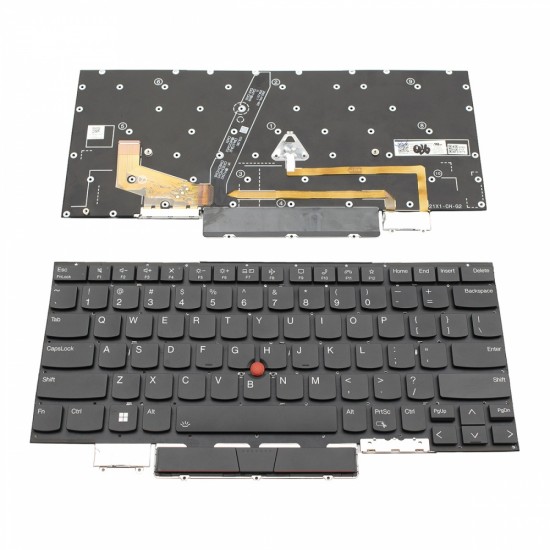Πληκτρολόγιο Lenovo Thinkpad X1 CARBON 9th Gen 2021 (Type 20XW, 20XX) Black Without Frame US (SMALL ENTER) Backlit With Pointing Stick - SN20Z77374-F