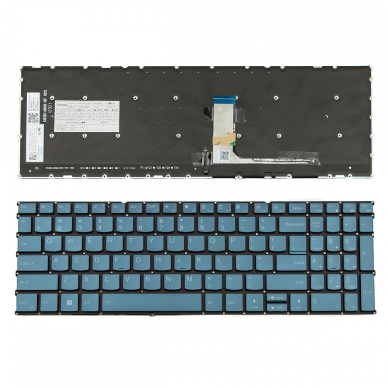 Πληκτρολόγιο Lenovo Yoga pro 9 16 Pro 9 16IRP8 16s IRP8 Blue Backlit Without Frame, Backlit Board US (--Small Enter) - SN21K67911