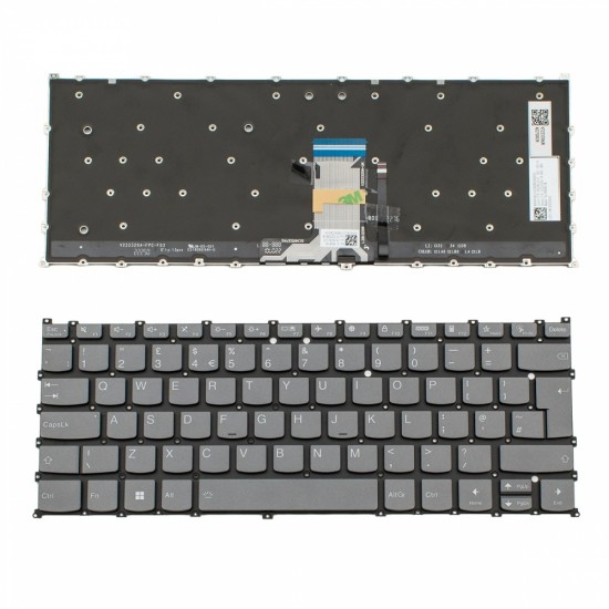 Πληκτρολόγιο Lenovo Yoga 7 2-in-1 14IML9 Gray Without Frame UK (--BIG ENTER) Backlit - SN21K12115