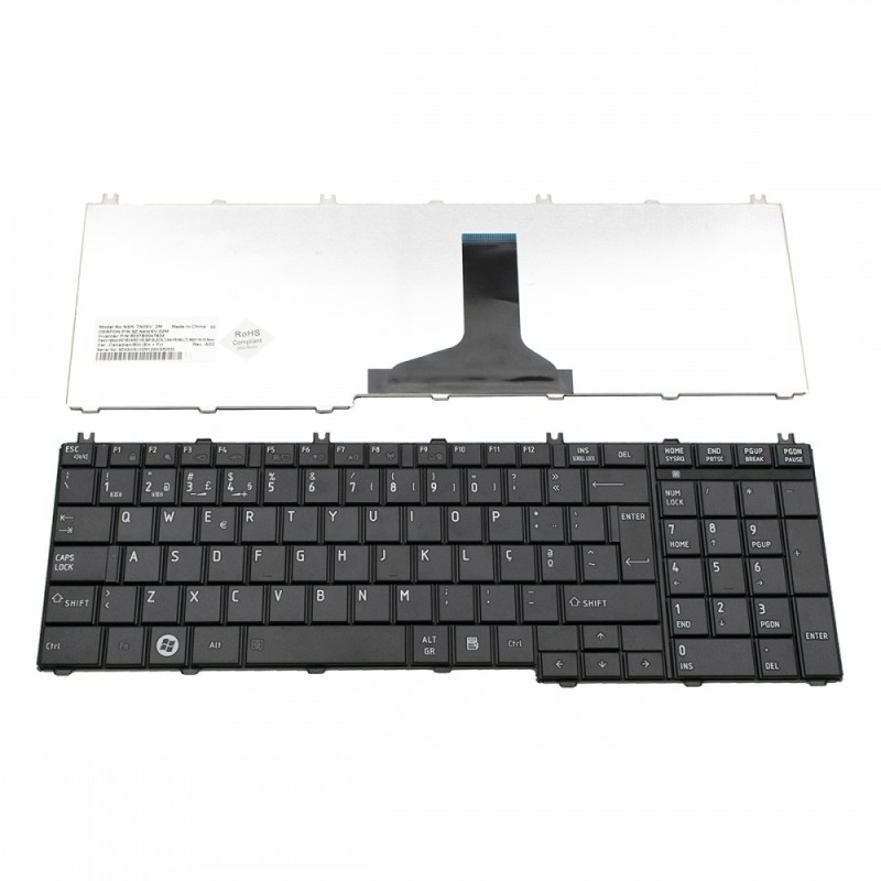 Πληκτρολόγιο Toshiba Satellite C650 C655 C660 C670 C675 L650 L655 L670 L675 Series PO  Black MATT - 9Z.N4WSV.02M, 6037B0047824