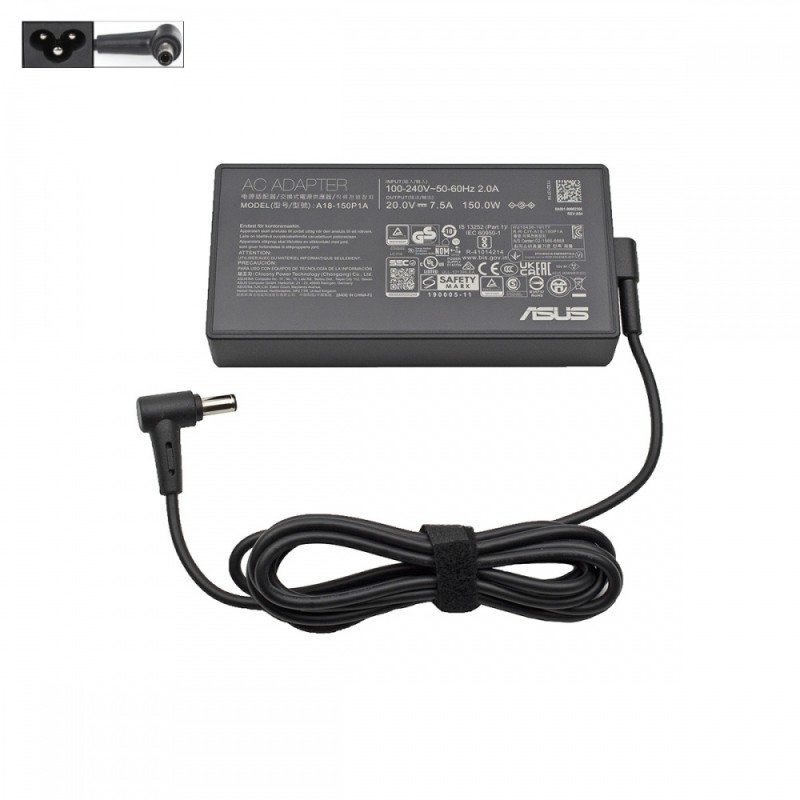 Αυθεντικός Φορτιστής ASUS Notebook 20V 7.5A 150W (6.0x3.7x0.7) A18-150P1A 0A001-00081600 0A001-00082200