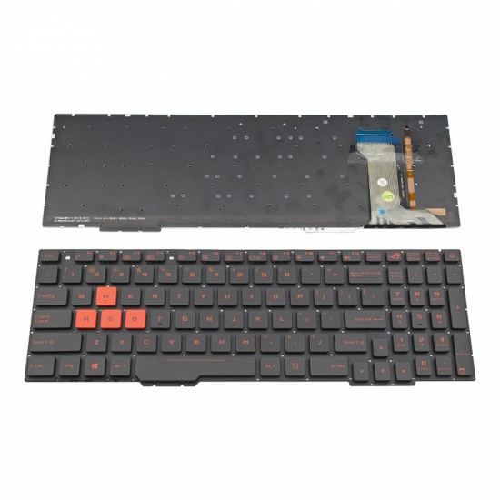 Πληκτρολόγιο Laptop keyboard για ASUS ROG GL553 GL553V GL553VW GL553VE GL753 GL753V GL753VD GL753VE FX553 FX553V FX553VD FX753 FX753VD ZX553VD Black Without Frame With Backlit US (Small Enter) - 0KNB0-6671US00 V156362AS1