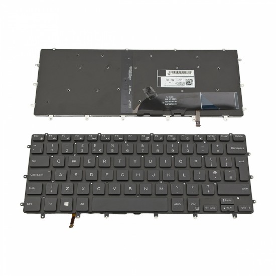 Πληκτρολόγιο Laptop keyboard για DELL INSPIRON 7568 PRECISION 5510 5520 5530 M5520 XPS 15 9550 9560 9570 BLACK Without Frame UK(BIG Enter) BACKLIT - VC22N NSK-LV0BC