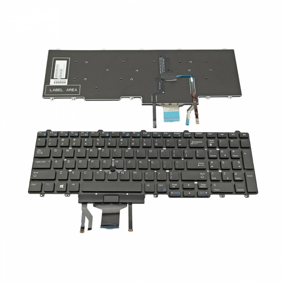 Πληκτρολόγιο Laptop keyboard για Dell Latitude E5550 E5570 5580 5590 5591 Precision 3510 3520 3530 7510 7520 7710 7720 Black Without Frame, Backlit With Pointing Stick US(Small Enter) - N7CXW 383D7 PK1313M3A00 SX157025A US
