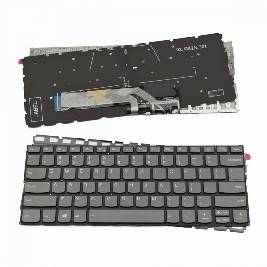Πληκτρολόγιο Laptop keyboard για Lenovo Yoga 530-14IKB 530-14ARR 730-13IKB 730-13IWL 730-15IKB 730-15IWL C740-14IML Gray Without Frame With Backlit Board US (--Small Enter) - 9Z.NDULN.F01 V172320AB