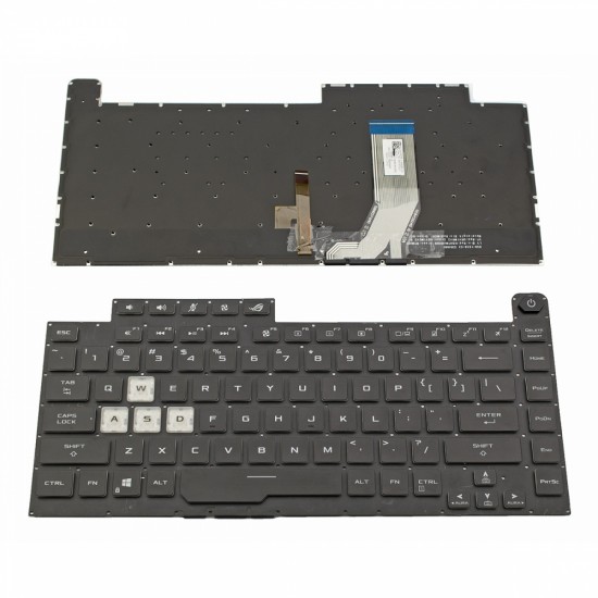 Πληκτρολόγιο Laptop keyboard για ASUS ROG Strix G512 G531 G531G G531GT Black Without Frame, Backlit (RGB) US (Small Enter) - 0KN1-8T4UI11
