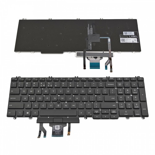 Πληκτρολόγιο Laptop keyboard για Dell Latitude 5500 5501 5510 Precision 3540 3541 Black Without Frame With Poiting Stick, Backlit US (--Small Enter) - M25NK TCWPM PK132FA2B01