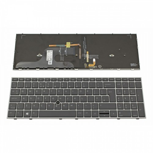 Πληκτρολόγιο Laptop keyboard για HP Zbook Fury G7 Silver Frame Dark Gray, Backlit, Pointing Stick UK - 9Z.NHNBC.00U LK132WW1B10