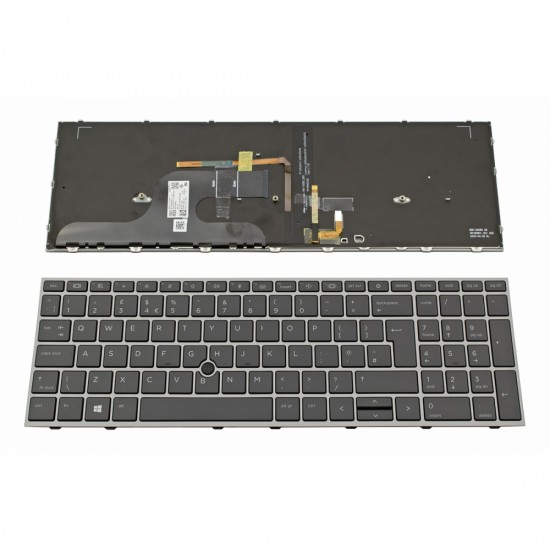 Πληκτρολόγιο Laptop keyboard για HP Zbook Fury G7 Silver Frame Dark Gray, Backlit, Pointing Stick UK - 9Z.NHNBC.00U LK132WW1B10
