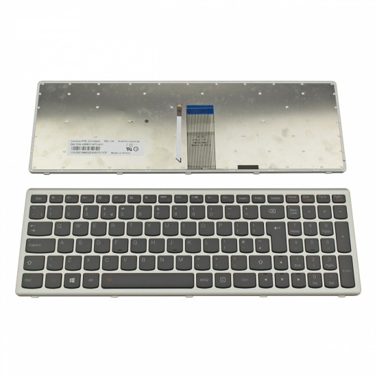 Πληκτρολόγιο Laptop keyboard για Lenovo IdeaPad U510 Z710 SILVER FRAME BLACK, Backlit US - 9Z.N8RSC.001 25205519 PK130SK1A00 25211202 9Z.N8RSU.101 25205549 25210663