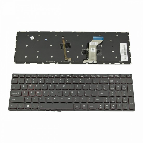 Πληκτρολόγιο Laptop keyboard για Lenovo Y700-15ISK BLACK WITHOUT FRAME Backlit US (SMALL ENTER) - PK130ZF2A00 SN20H54489 V-149420ES1
