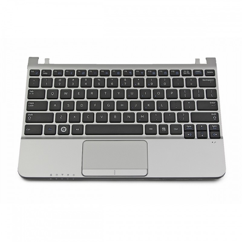 Πληκτρολόγιο Laptop keyboard για Samsung NC208 NC210 NC213 NC215 NP-R700 Top Cover with US Black (Keyboard Silver Frame + Palmrest + Touchpad Button Board + Speakers)