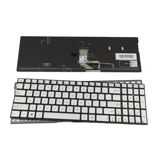 Πληκτρολόγιο Laptop keyboard για ASUS UX560 SILVER Without FRAME US (Small Enter) With Backlit Board - 0KNB0-662SUS00 9Z.N8SBW.Z01