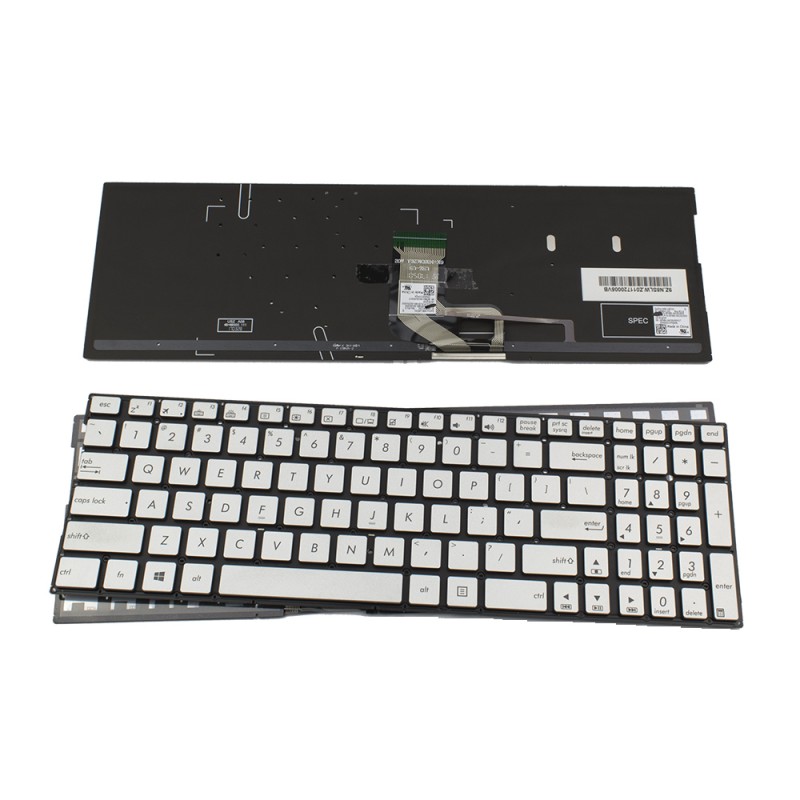 Πληκτρολόγιο Laptop keyboard για ASUS UX560 SILVER Without FRAME US (Small Enter) With Backlit Board - 0KNB0-662SUS00 9Z.N8SBW.Z01