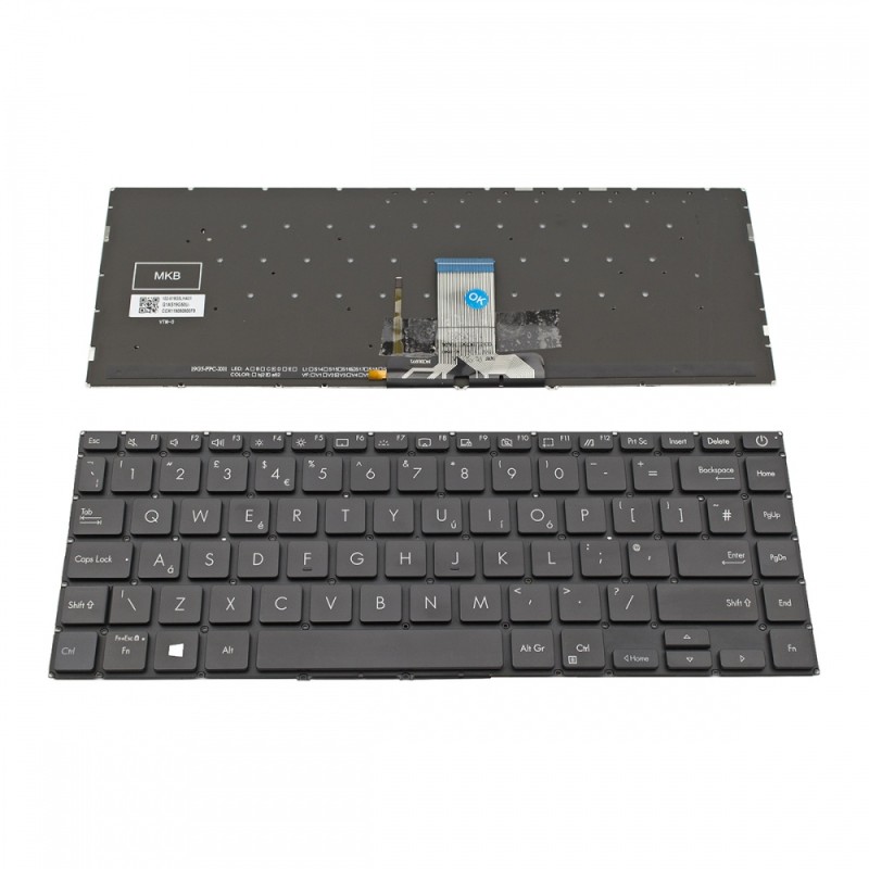 Πληκτρολόγιο Laptop keyboard για ASUS VivoBook S14 S433EA S433EQ S433FL S433FA S433JQ X421 Black Without Frame, Backlit UK (Small Enter) - 102-019G5LHA01 G1AS19G50U