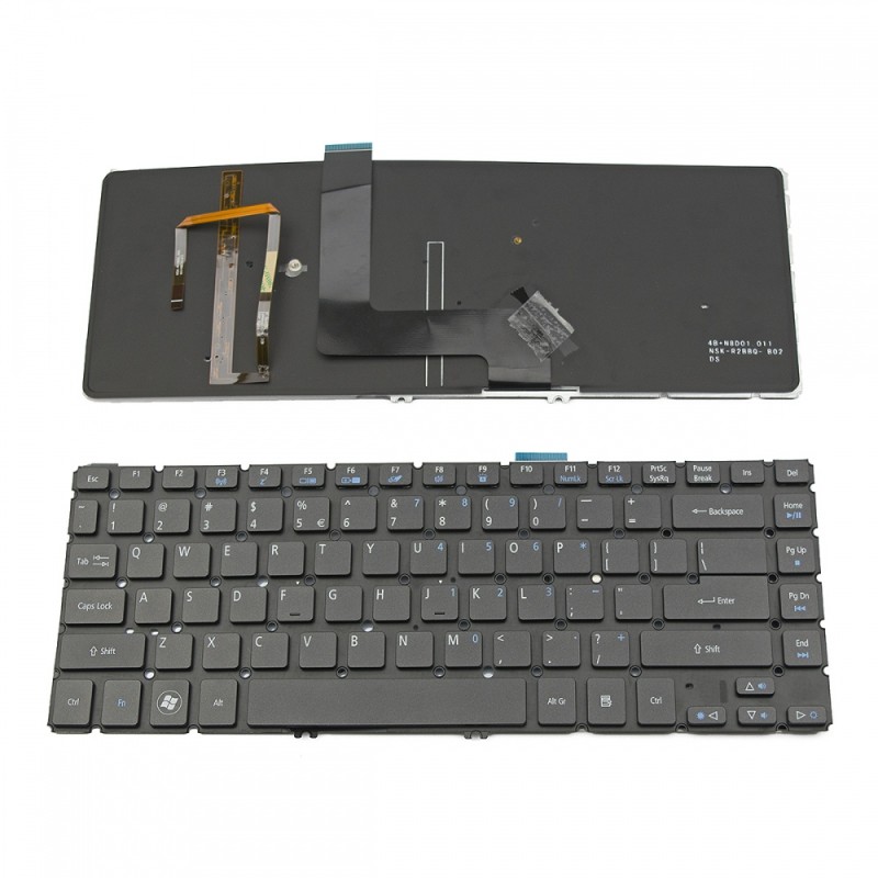Πληκτρολόγιο Laptop keyboard για Acer Aspire M5-481T M5-481TG M5-481PT M5-481PTG WITHOUT FRAME Black with Backlit US - NSK-R2BBQ 9Z.N8D8Q.G1D NK.I1417.02K