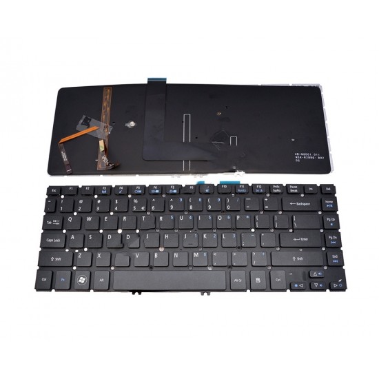 Πληκτρολόγιο Laptop keyboard για Acer Aspire V5-471 V5-431 M5-481 WITHOUT FRAME Black US With Backlit - NK.I1417.067 NSK-R2HBW