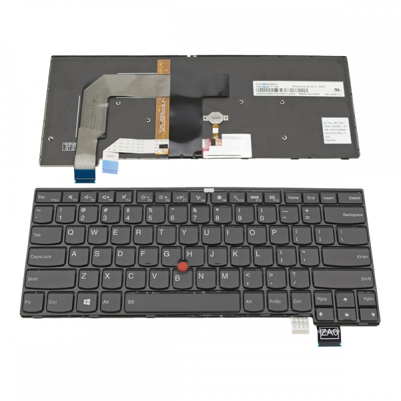 Πληκτρολόγιο Laptop keyboard για Lenovo ThinkPad T460S T470S BLACK FRAME BLACK US, Backlit With Pointing Stick - 01YT142 SN20Q56033 PK130YU2B00