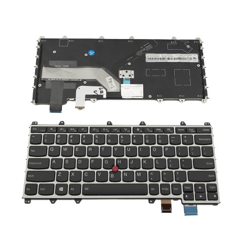 Πληκτρολόγιο Laptop keyboard για Lenovo Thinkpad Yoga 370 Silver Frame Black US With Pointing Stick - 01EN427 SN20L82272 V152020DS1
