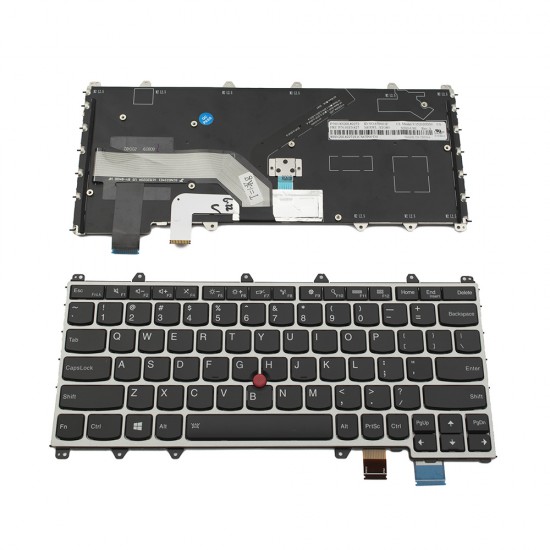 Πληκτρολόγιο Laptop keyboard για Lenovo Thinkpad Yoga 370 Silver Frame Black US With Pointing Stick - 01EN427 SN20L82272 V152020DS1