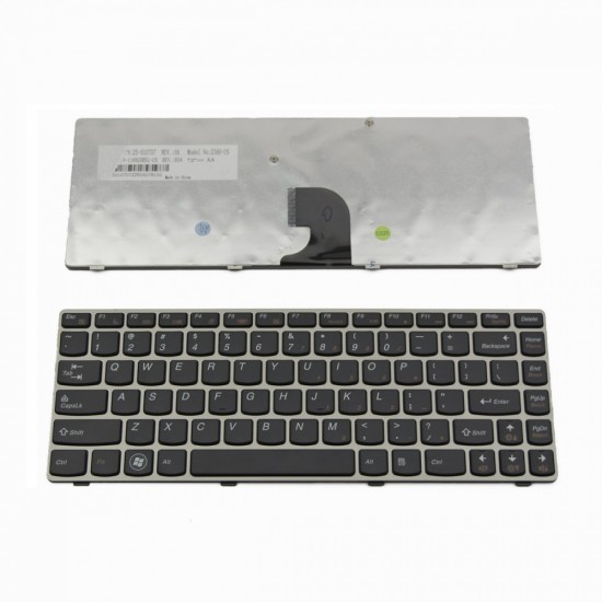Πληκτρολόγιο Laptop keyboard για Lenovo Z360 SILVER FRAME BLACK US - 25-010707 Z360-US V-116920BS1