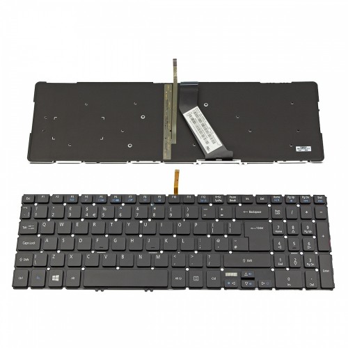 Πληκτρολόγιο Laptop keyboard για Acer Aspire V5-572 V5-552 V5-573 V7-581 M5-583P V5-552P V7-582P TMP455-M WITHOUT FRAME Black Backlit (RED) UK - NK.I1717.0FE