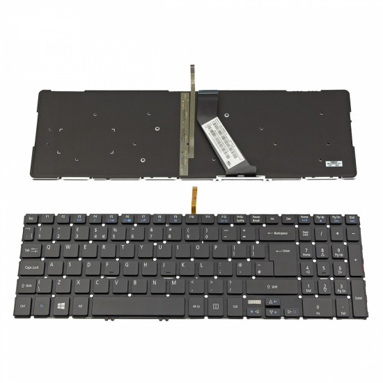 Πληκτρολόγιο Laptop keyboard για Acer Aspire V5-572 V5-552 V5-573 V7-581 M5-583P V5-552P V7-582P TMP455-M WITHOUT FRAME Black Backlit (RED) UK - NK.I1717.0FE