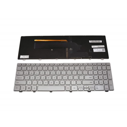Πληκτρολόγιο Laptop keyboard για Dell Inspiron 7537 SILVER FRAME SILVER Backlit US - KK7X9 Z.NAUBW.001 NSK-LGBW SX143625AS1